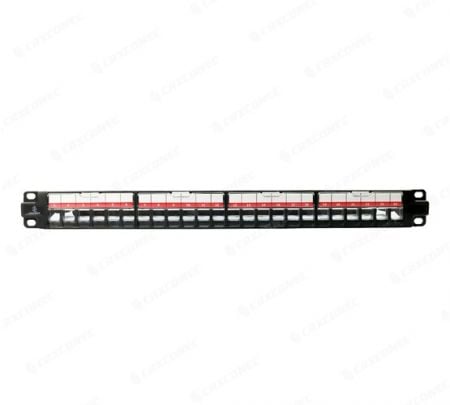 پچ پنل بدون بار 1U 24 پورت - این پچ پنل 24 پورت به راحتی می‌تواند در یک رک 1U 19 اینچی یا کابینت نصب شود.